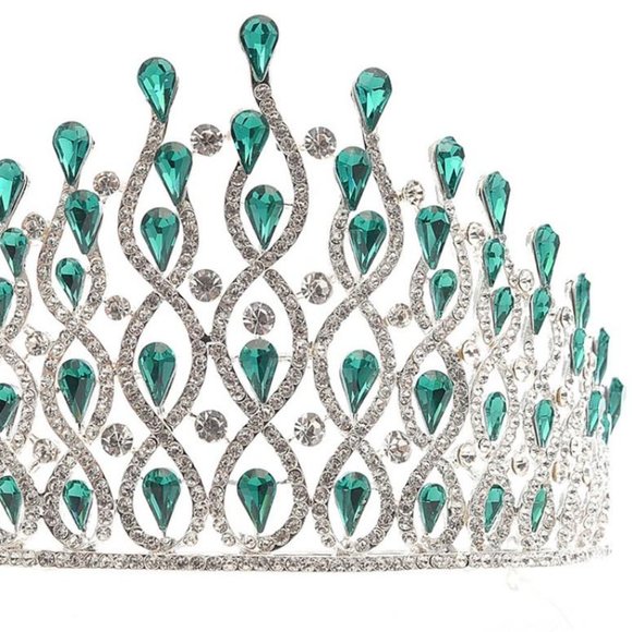 Quinceanera sweet 15 16 prom pageant tiara crown Green Austrian crystal … - Picture 5 of 7